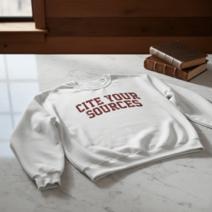 Cite Your Sources Sweatshirt, Bold Red Academic Edition